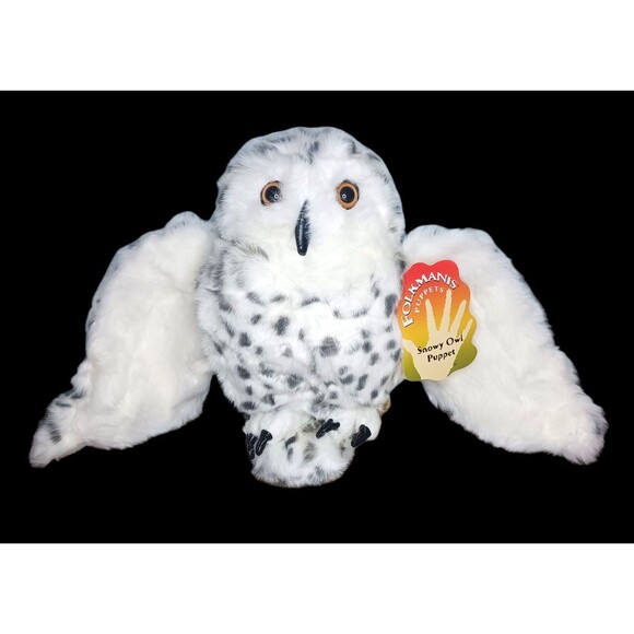Folkmanis Hand Puppet Snowy Owl Turning Head & Movable Wings 12” New With Tags ! - Picture 1 of 4